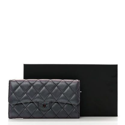 Chanel Iridescent Goatskin Quilted Large Flap Wallet Purple 9 of 9