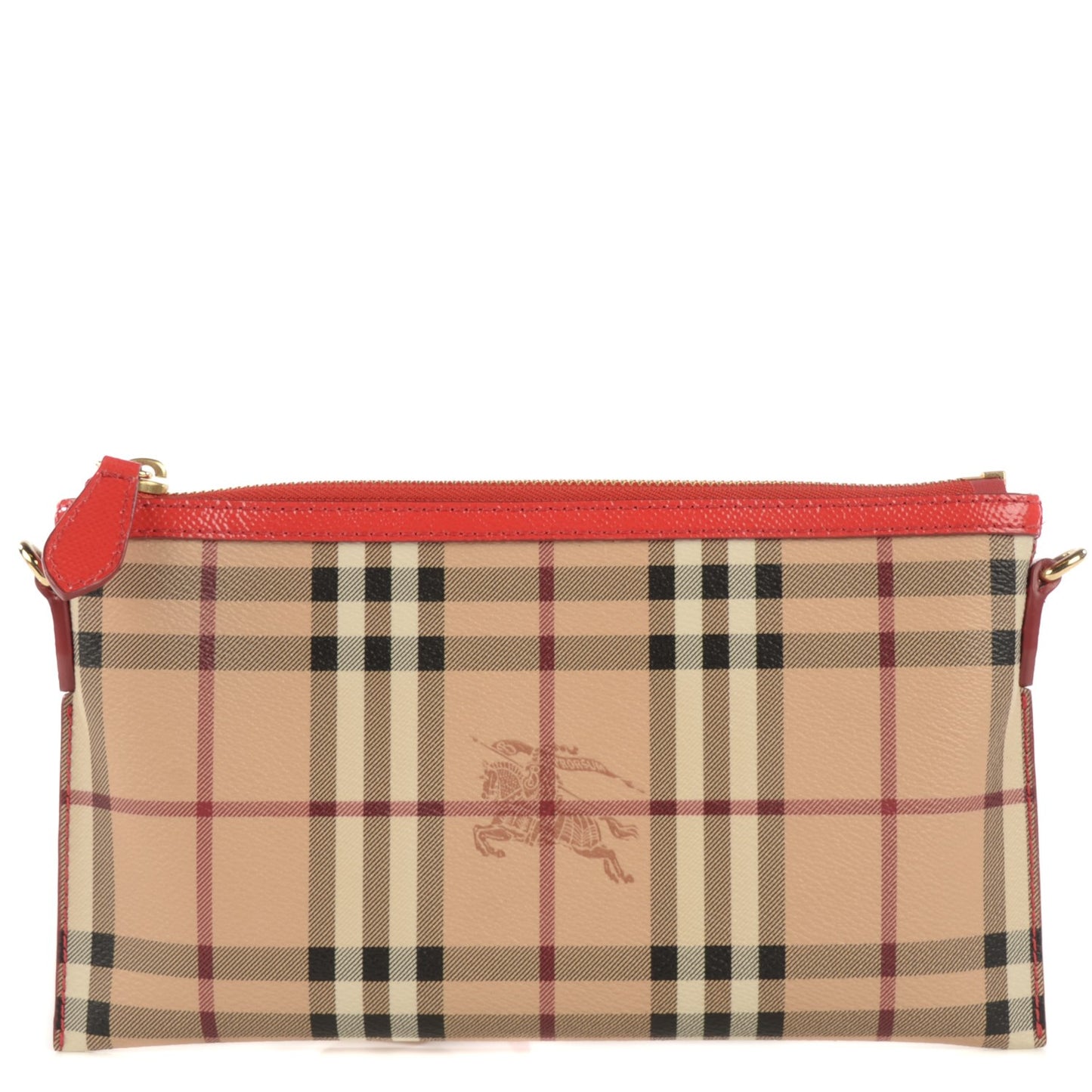 Haymarket Check Small Peyton Crossbody Clutch Bag Coral Red