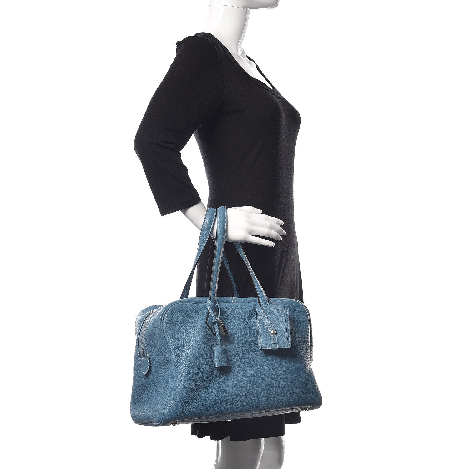Hermes Taurillon Clemence Victoria II 35 Blue Jean 2 of 10