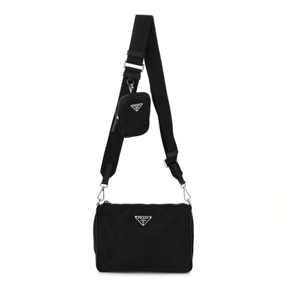 Prada Re-Nylon Saffiano Pocket Zippered Shoulder Bag Black 1 of 9