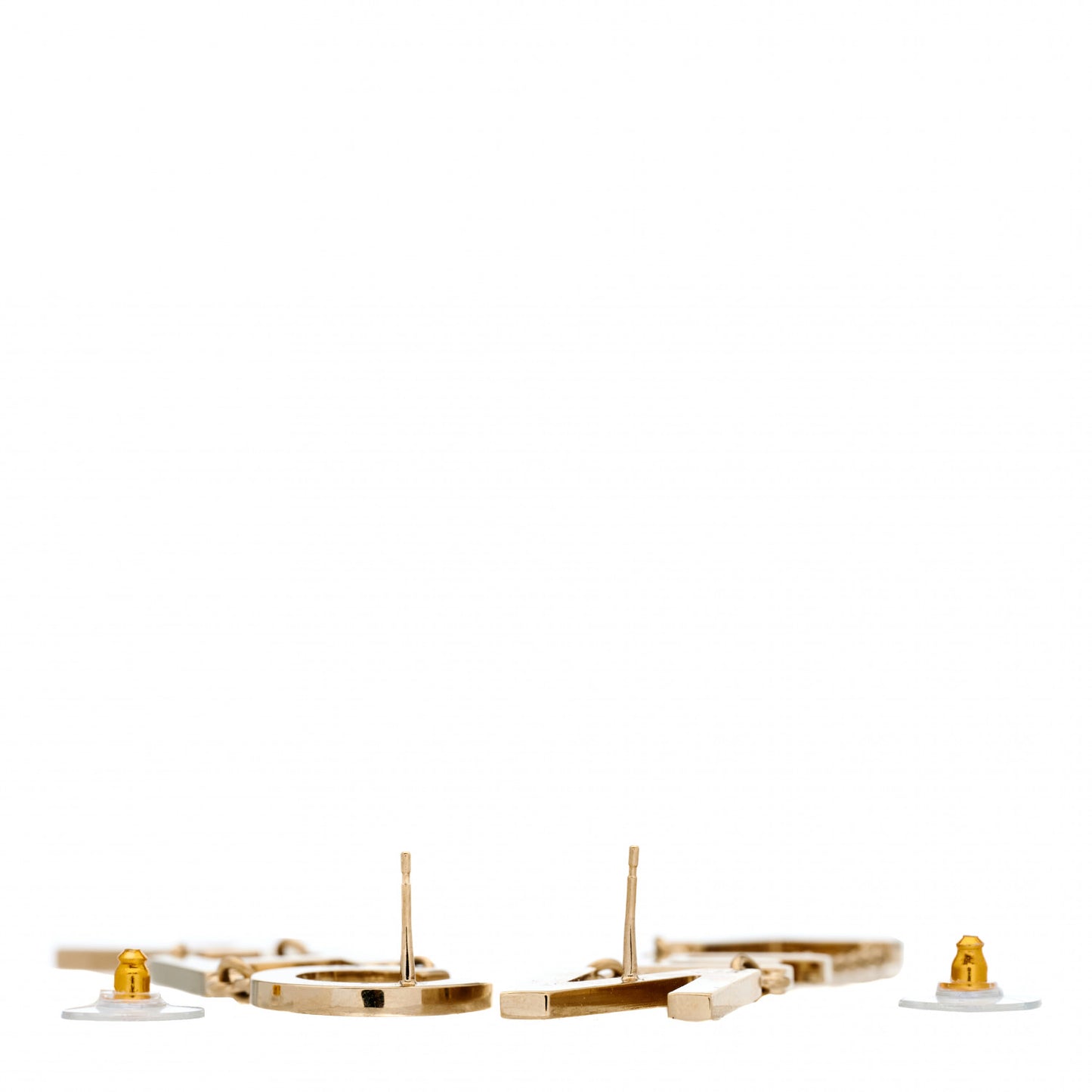 Metal Cha-Nel Logo Drop Earrings