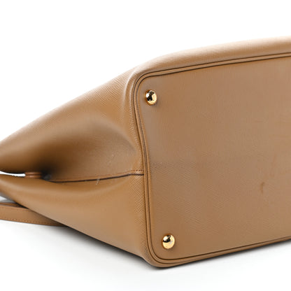 Prada Saffiano Cuir Medium Double Bag Caramel Fuoco 8 of 11