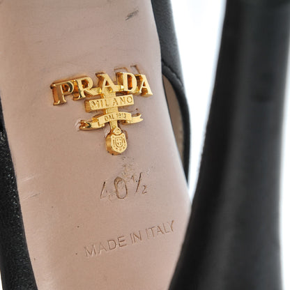 Prada Nappa Peep Toe Slingback Pumps 40.5 Black 9 of 10