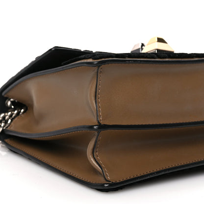 Fendi Vitello Liberty Velvet FF Small Kan I Shoulder Bag Brown Black 7 of 8