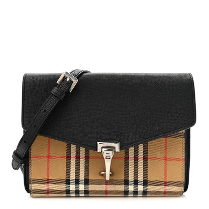 Burberry Derby Calfskin Vintage Check Small Macken Crossbody Bag Black 1 of 7