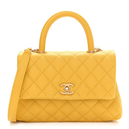 Chanel Caviar Quilted Mini Coco Handle Flap Yellow 1 of 22