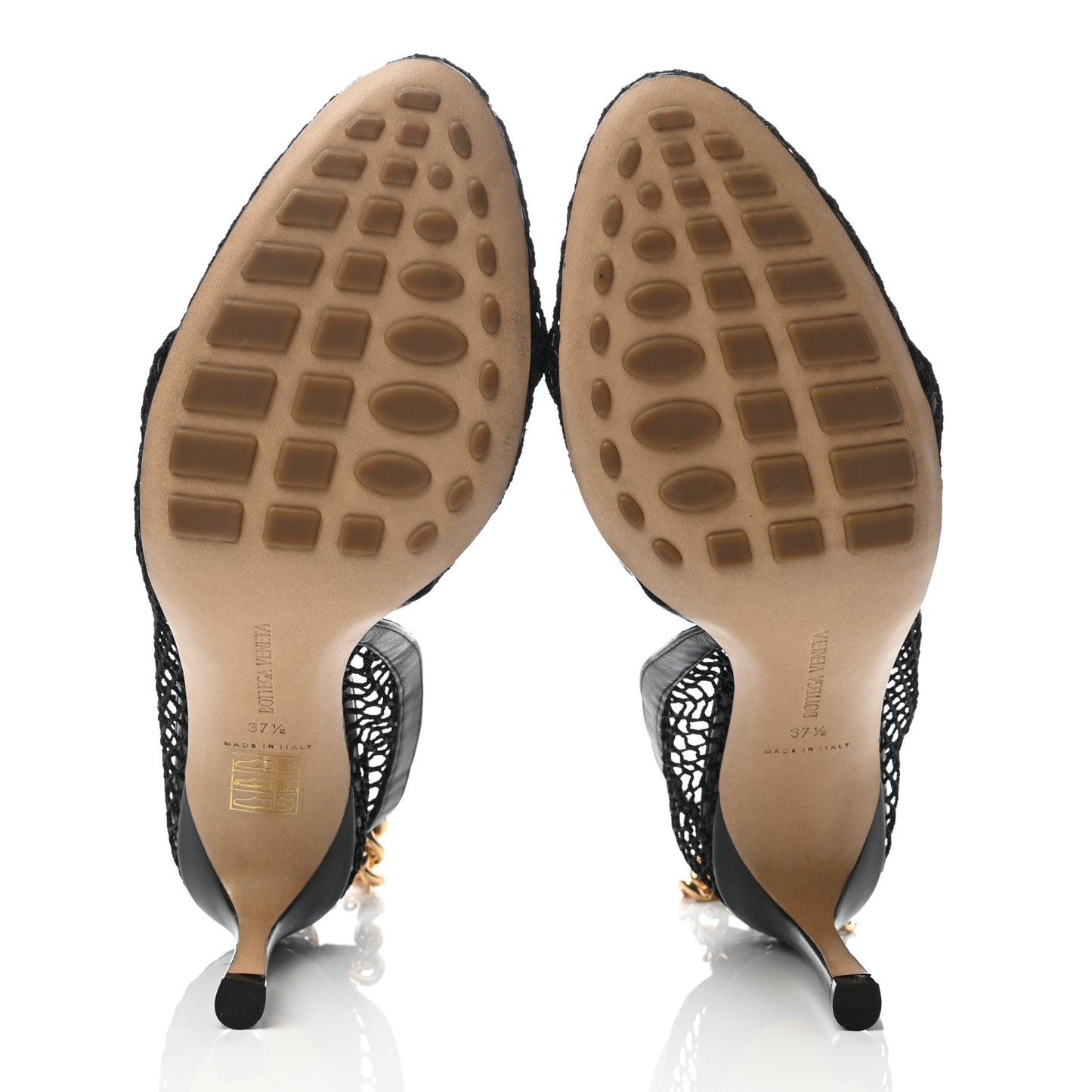 Mesh Nappa Chunky Chain Sandals 37.5 Black