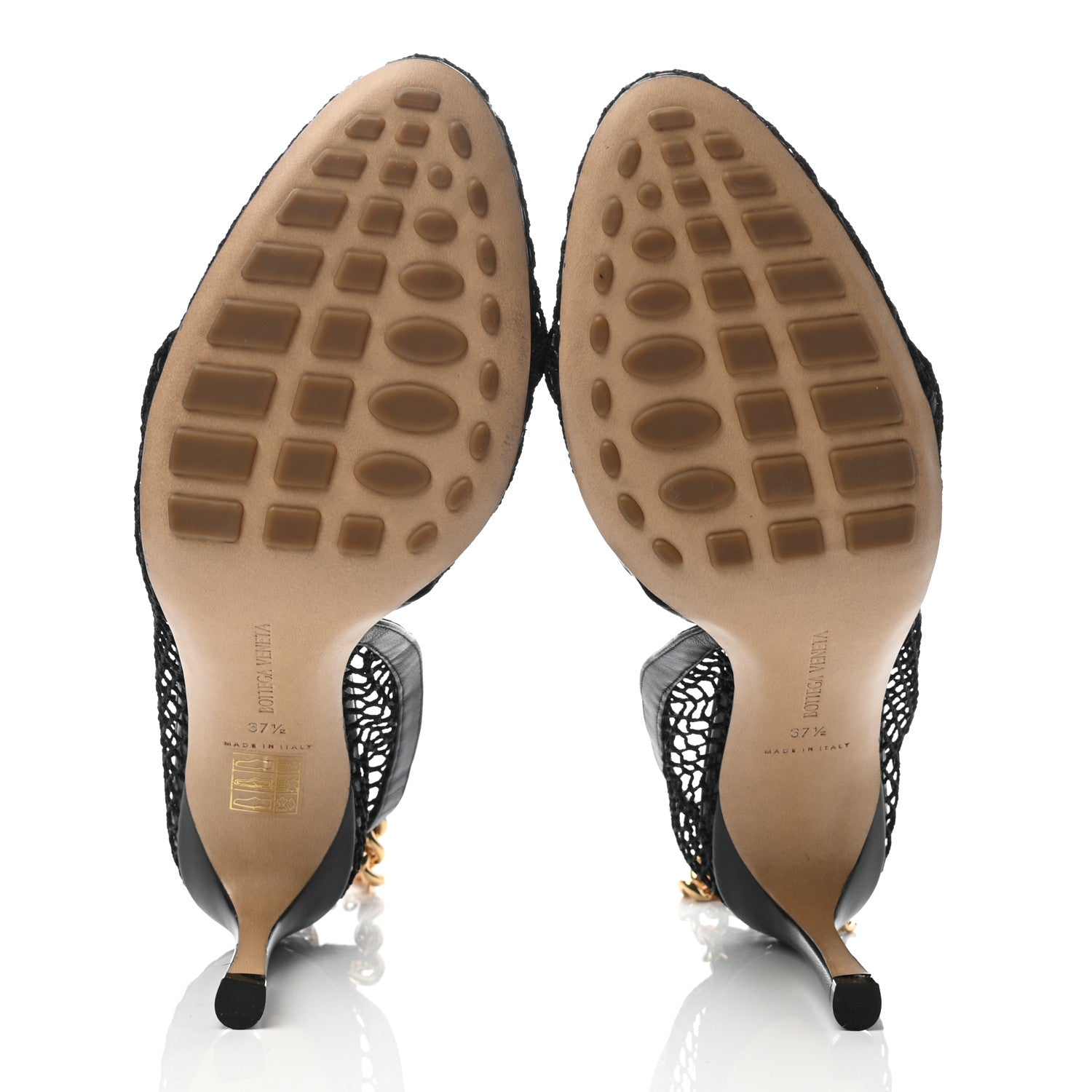 Bottega Veneta Mesh Nappa Chunky Chain Sandals 37.5 Black 5 of 7