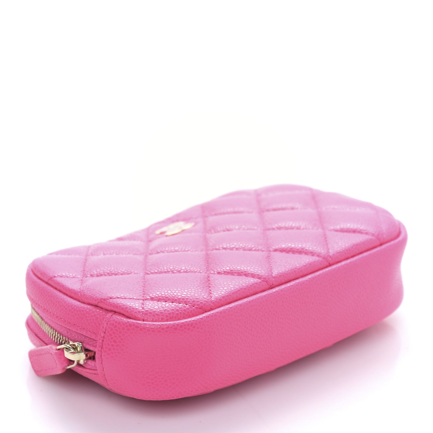 Chanel Caviar Quilted Small Curvy Pouch Cosmetic Case Pink 4 of 9