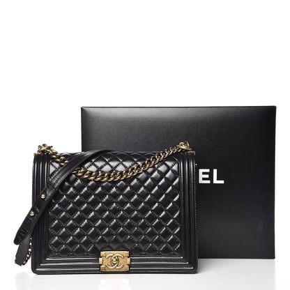 Chanel Glazed Calfskin Quilted Large Boy Flap Black 14 of 14