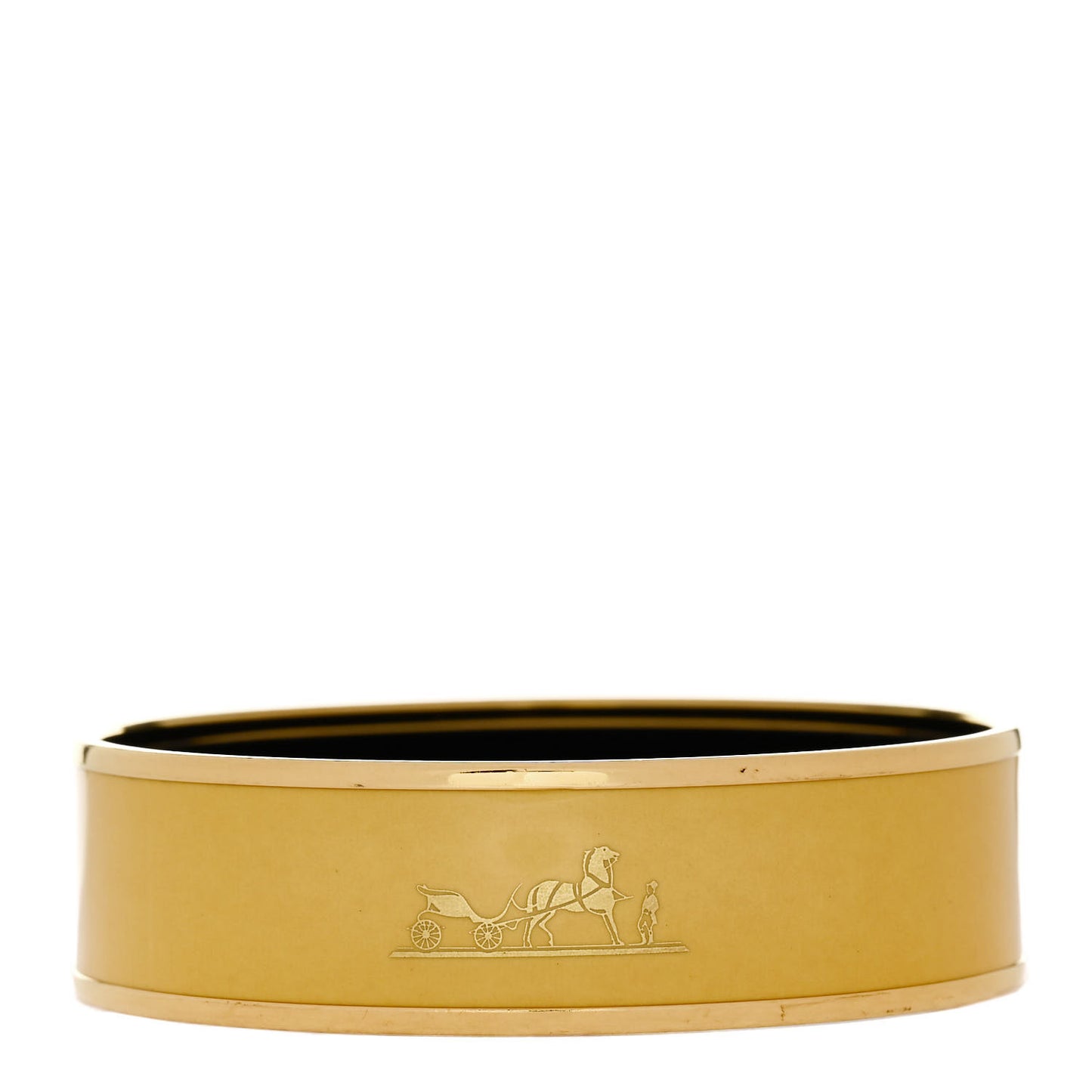 Enamel Printed Caleche Wide Bracelet 70 Jaune De Mars