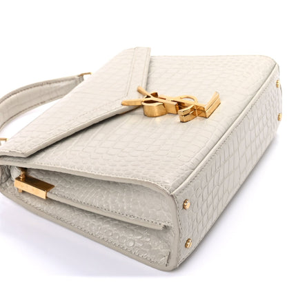 Saint Laurent Crocodile Embossed Mini Classic Monogram Cassandra Top Handle Crema Soft 7 of 8