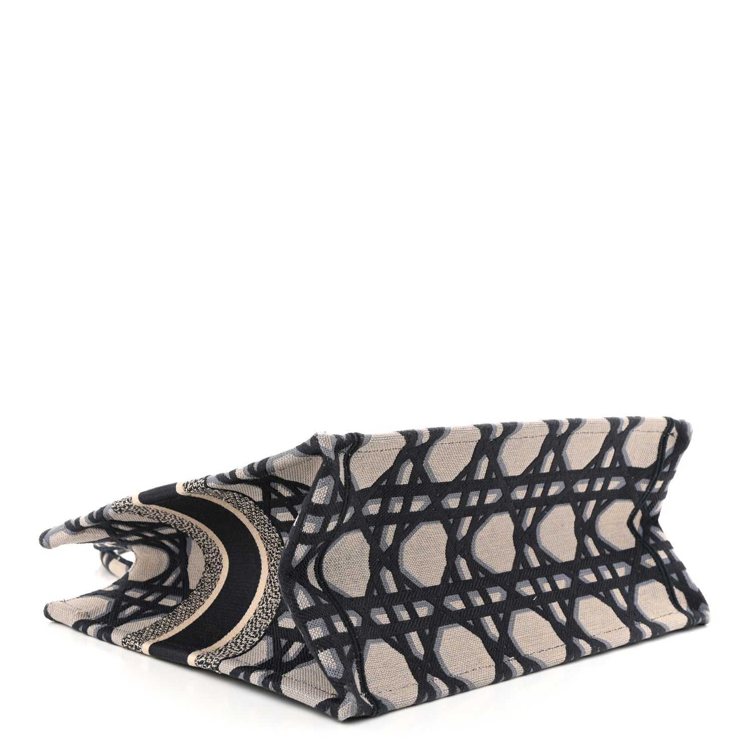 Christian Dior Canvas Macrocannage Embroidered Medium Book Tote Beige Blue 4 of 11