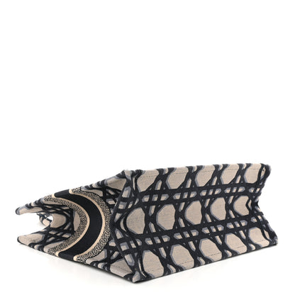 Christian Dior Canvas Macrocannage Embroidered Medium Book Tote Beige Blue 4 of 11