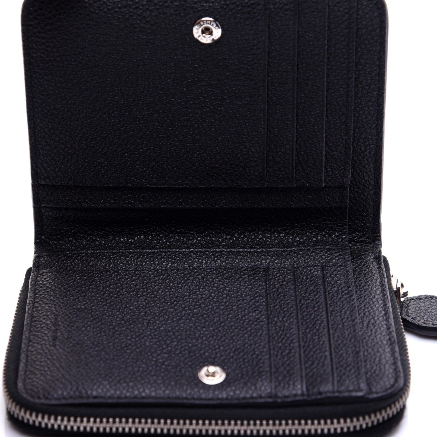 Saint Laurent Grained Calfskin Rive Gauche Compact Zip Around Wallet Black 9 of 11