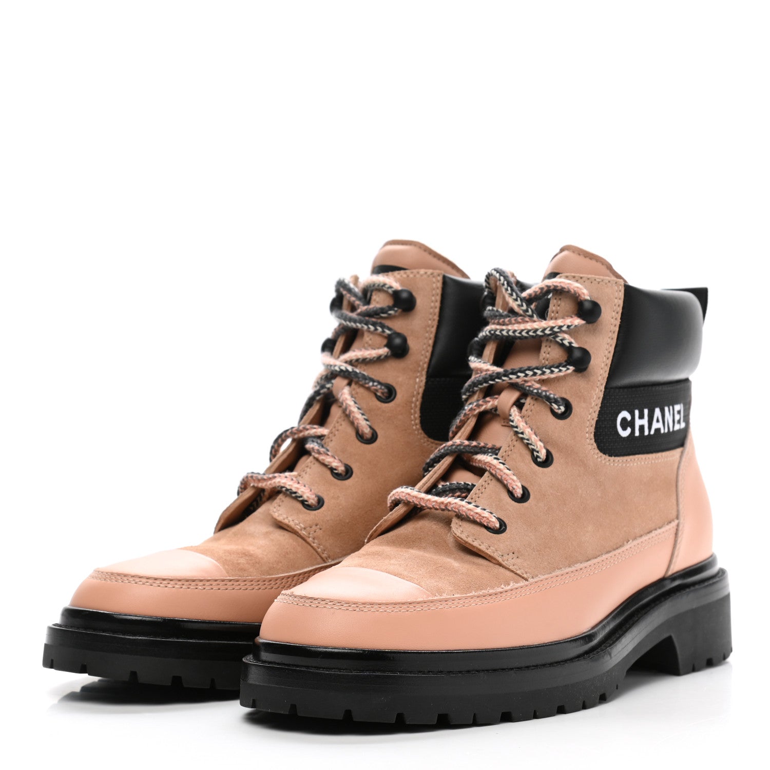 Chanel Suede Calfskin Lace Up Boots 40.5 Pink 3 of 10