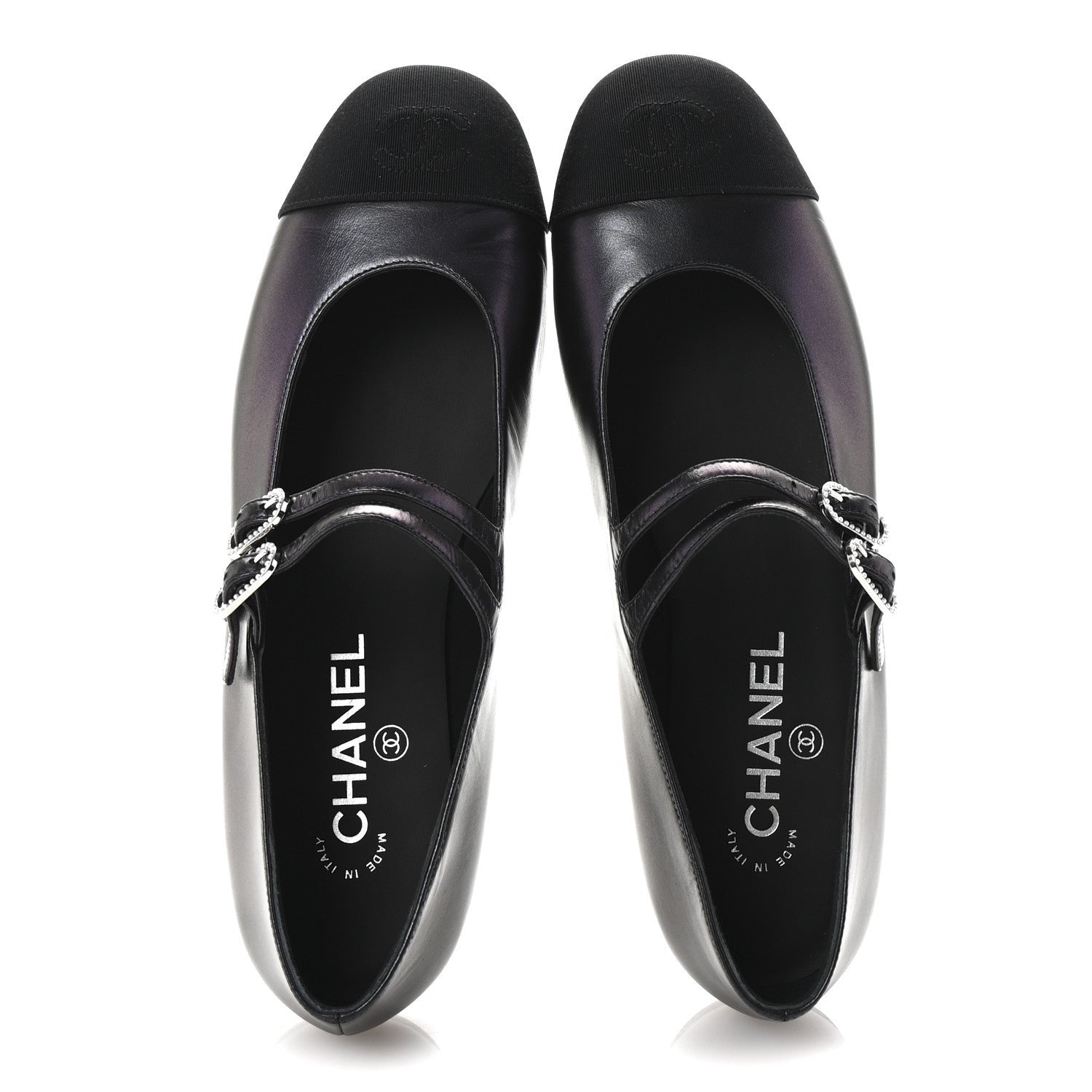Chanel Lambskin Grosgrain Pearl Mary Jane Flats 38.5 Black 2 of 7