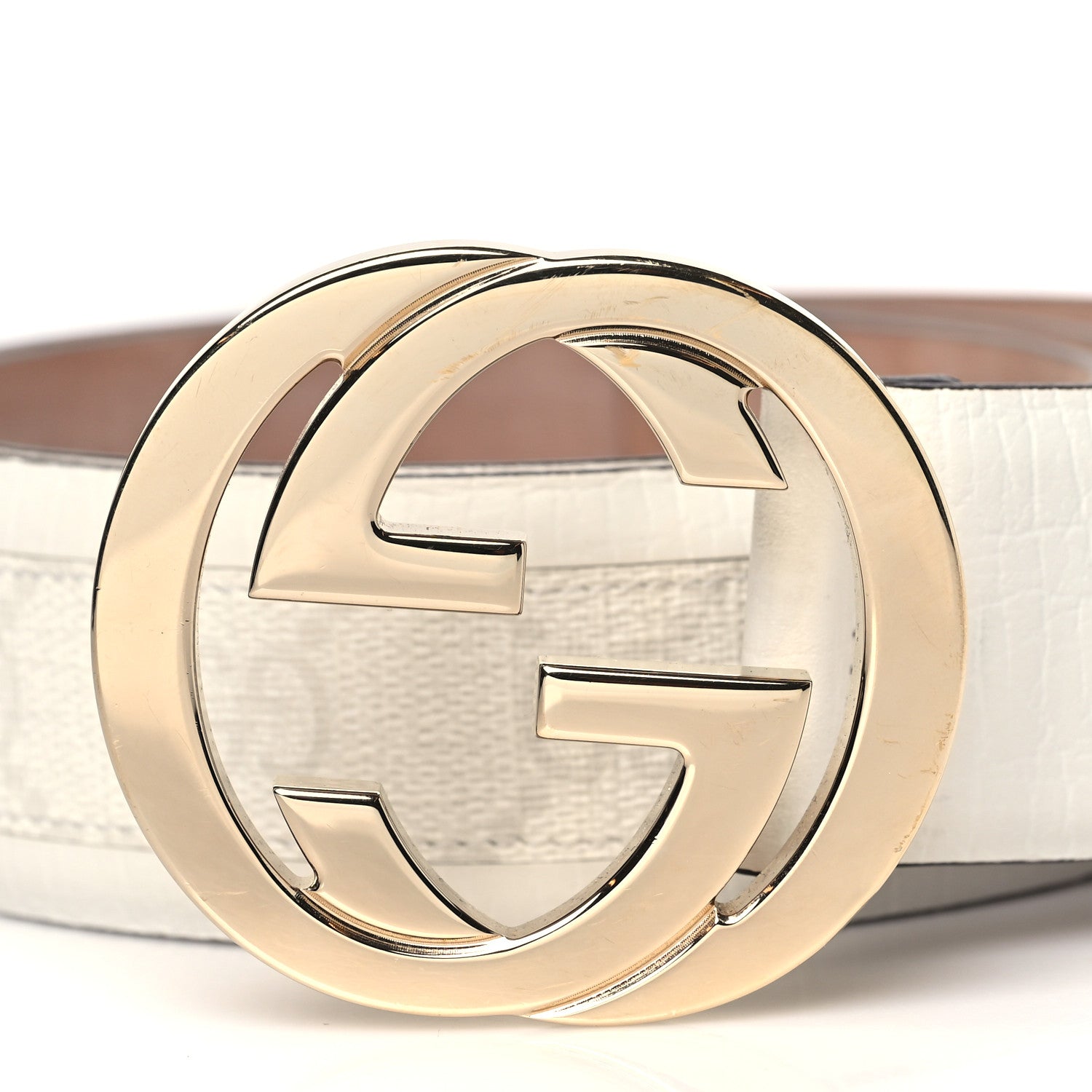 Gucci GG Plus Monogram Calfskin Interlocking G 40mm Belt 85 34 White 2 of 6