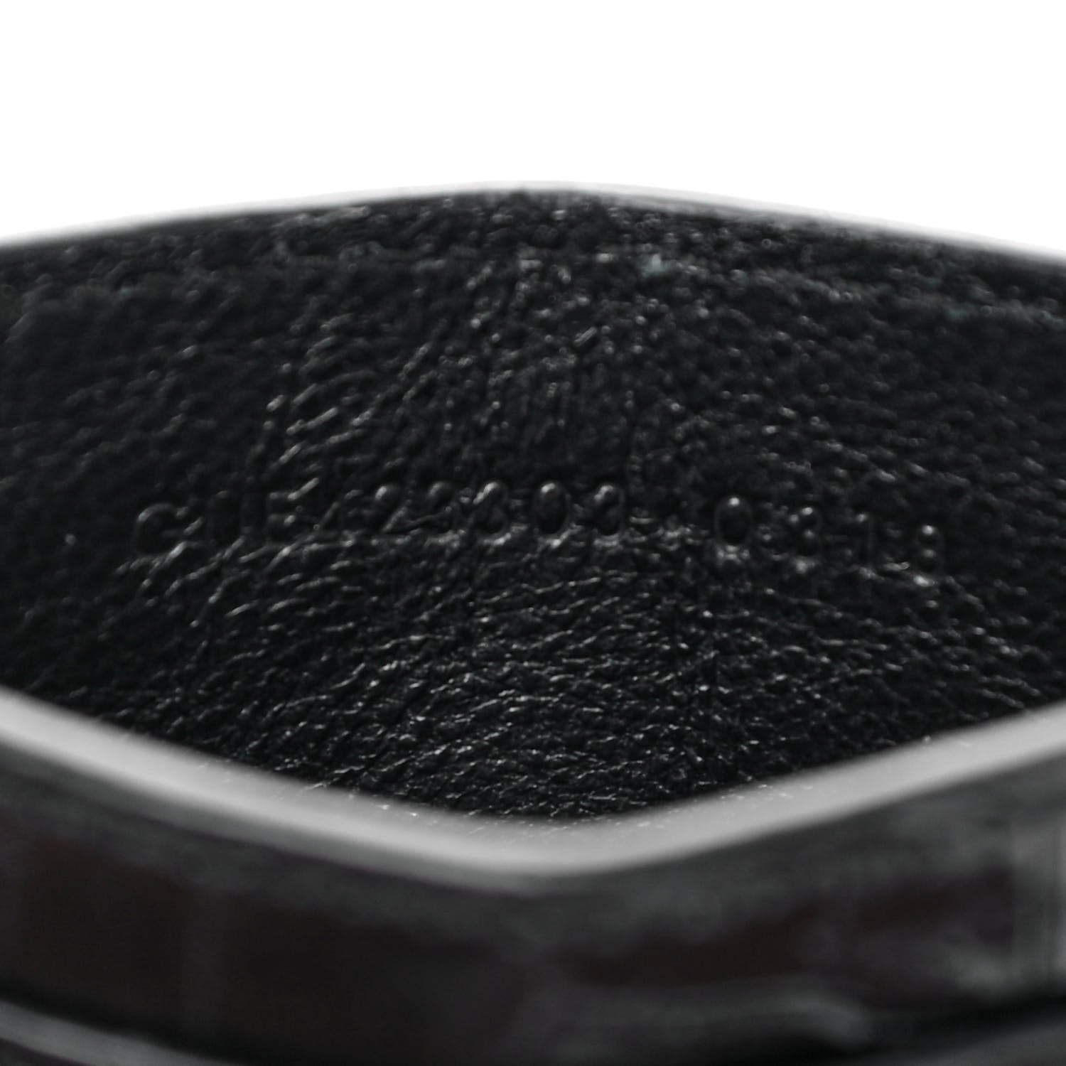 Saint Laurent Calfskin Crocodile Embossed Monogram Credit Card Case Black 7 of 9