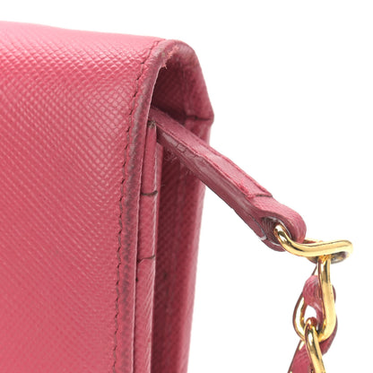 Prada Saffiano Metal Oro Chain Wallet Peonia 9 of 10
