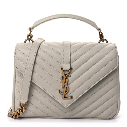 Saint Laurent Sheepskin Matelasse Chevron Monogram Medium College Bag Crema Soft 1 of 7