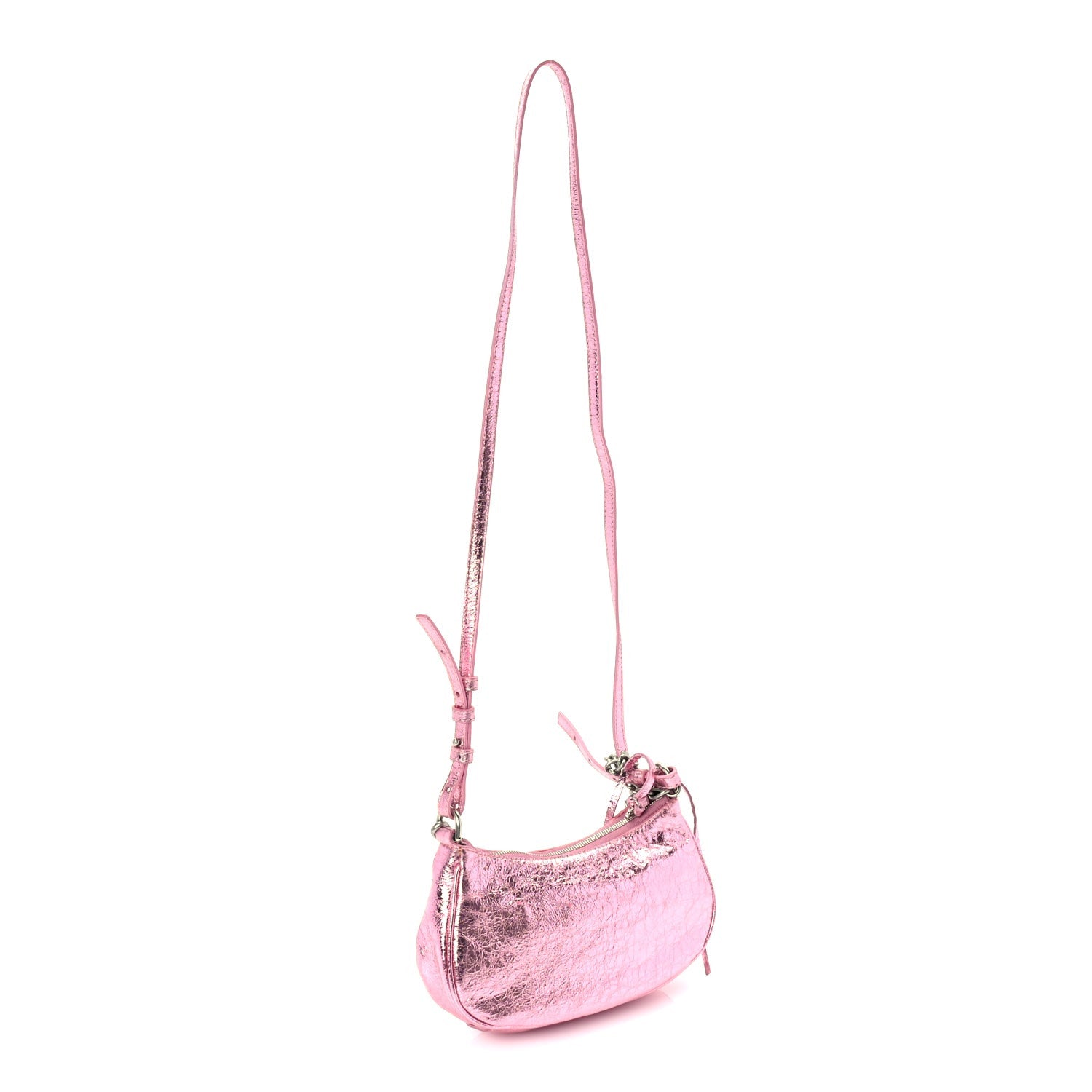Balenciaga Metallic Agneau Arena Crystal Le Cagole Mini Purse With Chain Met Pink 2 of 8