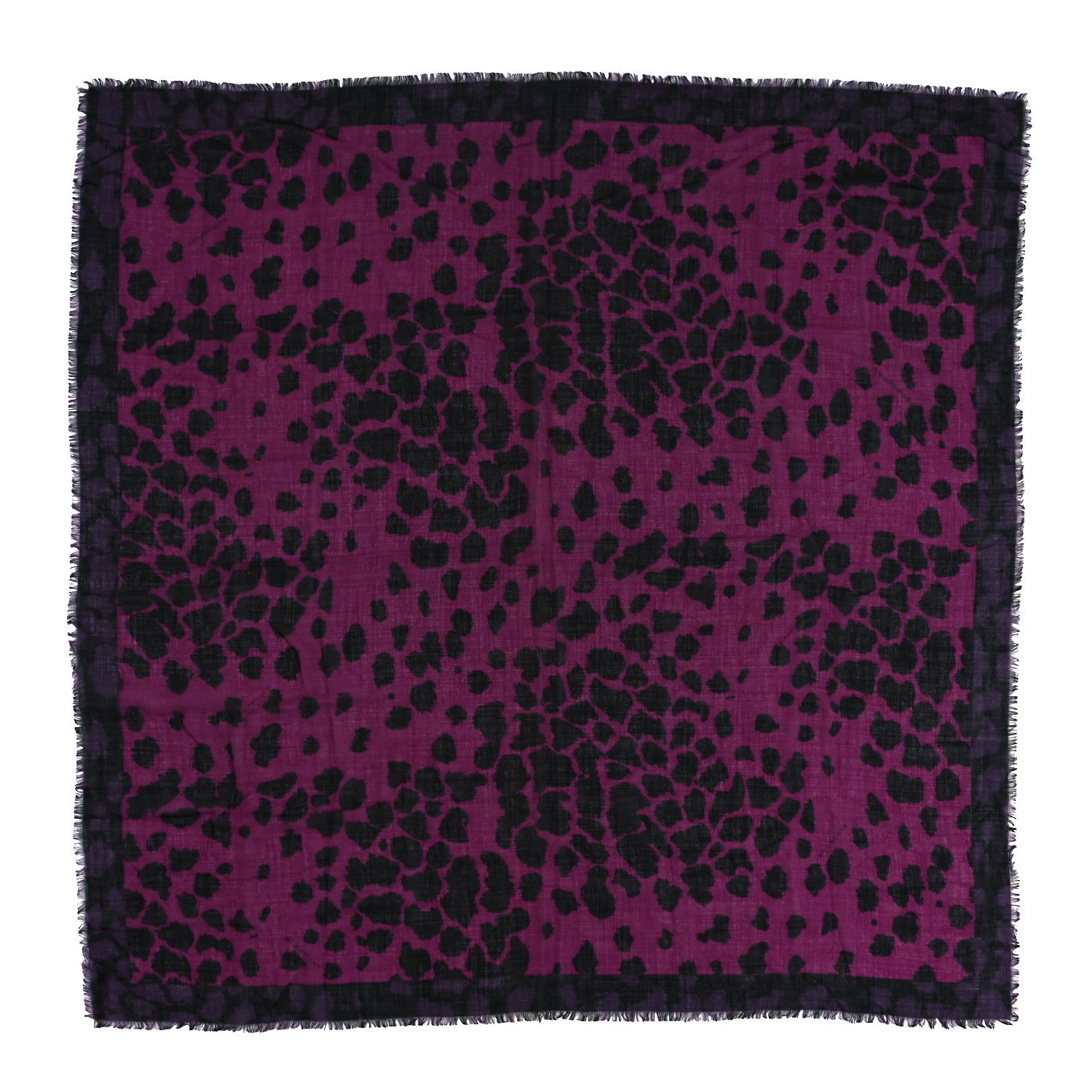 Burberry Wool Silk Cashmere London Animal Print Square Scarf Magenta 1 of 3
