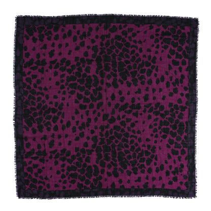 Burberry Wool Silk Cashmere London Animal Print Square Scarf Magenta 1 of 3