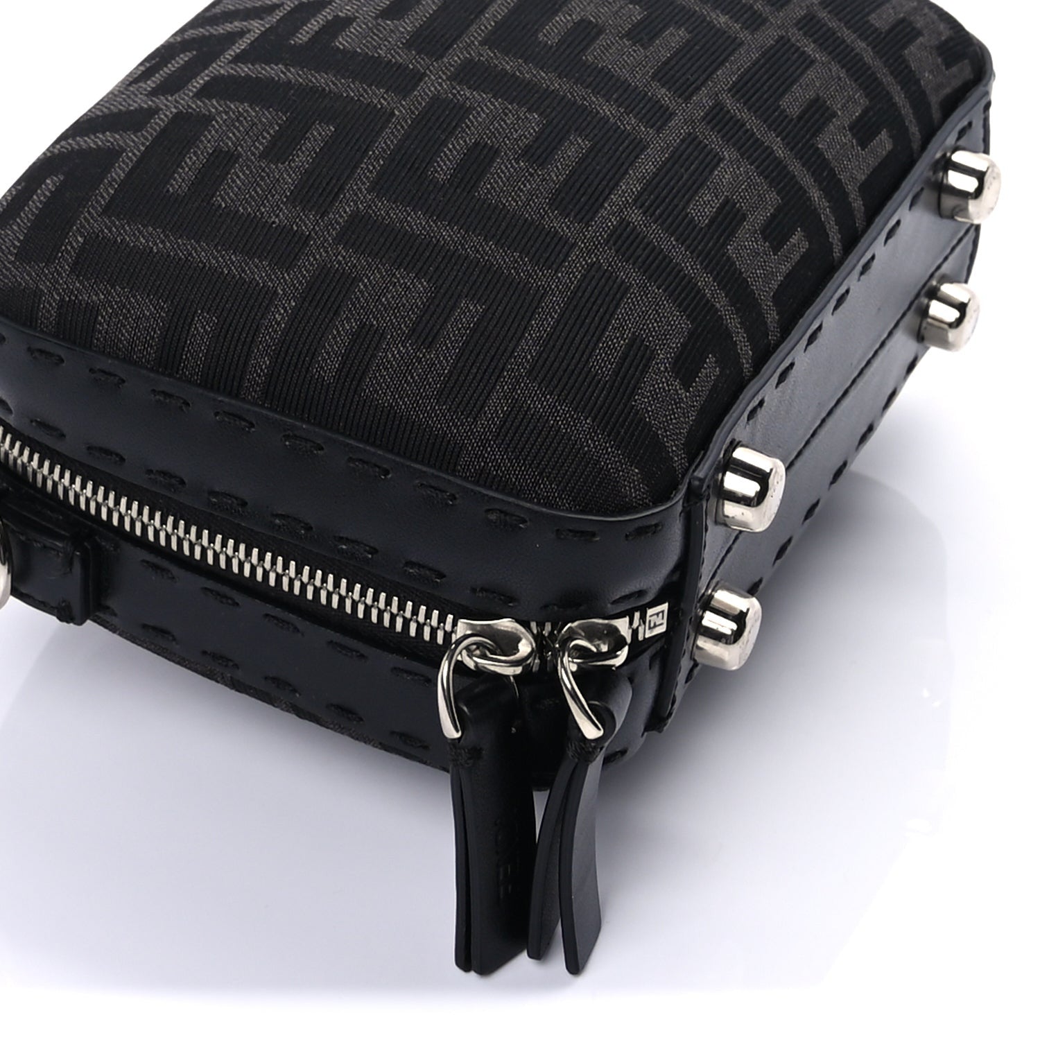 Fendi Recycled Fabric Jacquard Vitello Astro FF 1974 Mini Suitcase Bag Asfalto Black 7 of 8