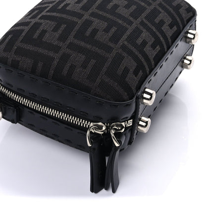 Fendi Recycled Fabric Jacquard Vitello Astro FF 1974 Mini Suitcase Bag Asfalto Black 7 of 8