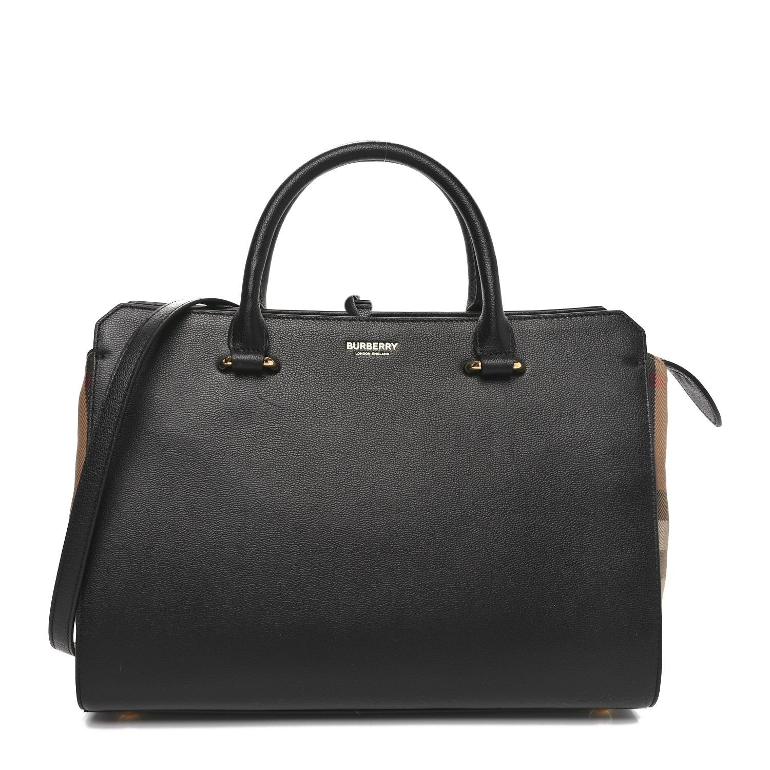 Burberry Calfskin Mega Check Small Banwell Tote Black 1 of 7