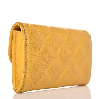 Chanel Caviar Quilted Flap Card Holder Yellow 3 of 16