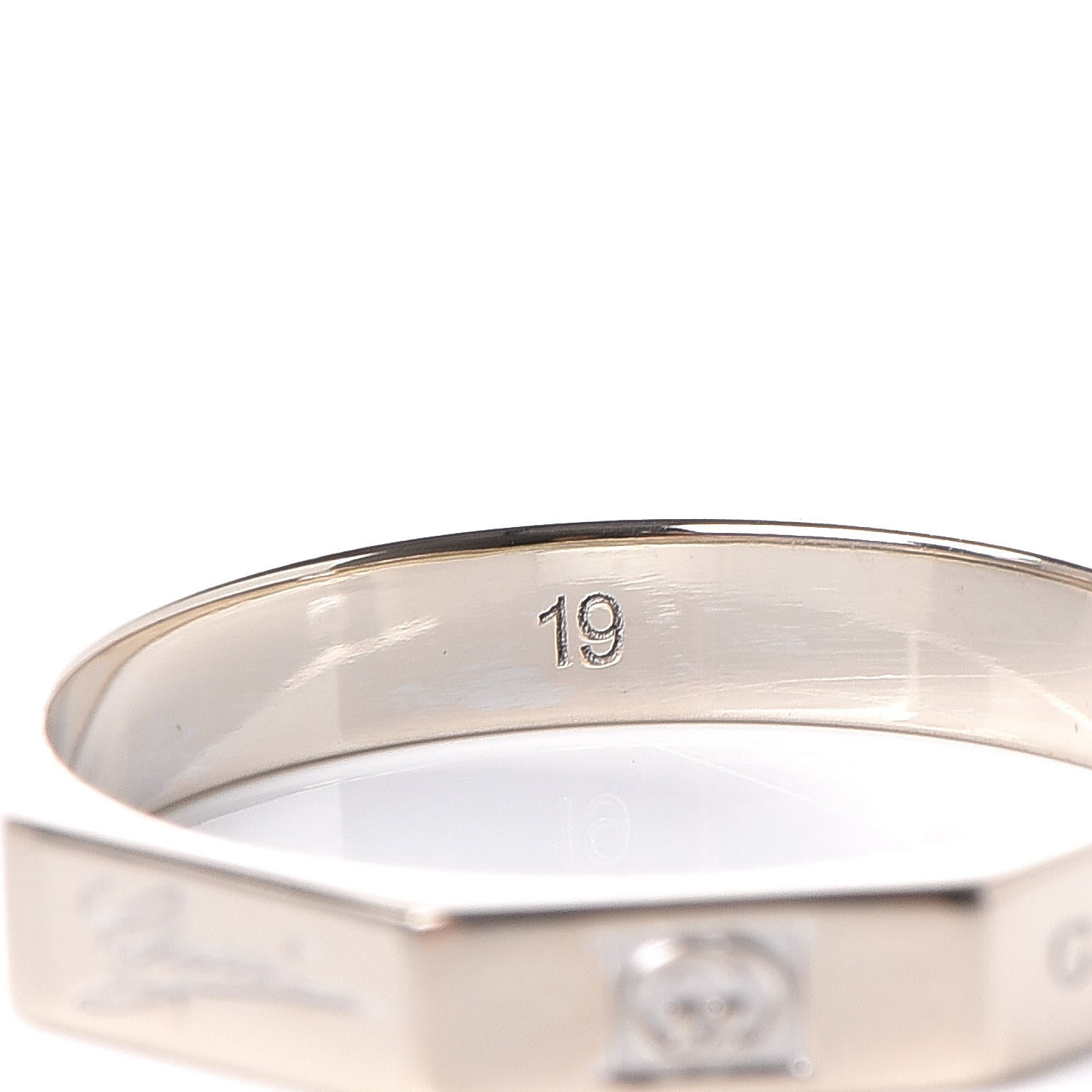 Gucci 18K White Gold Octagon Logo Band Ring 59 8.75 5 of 6