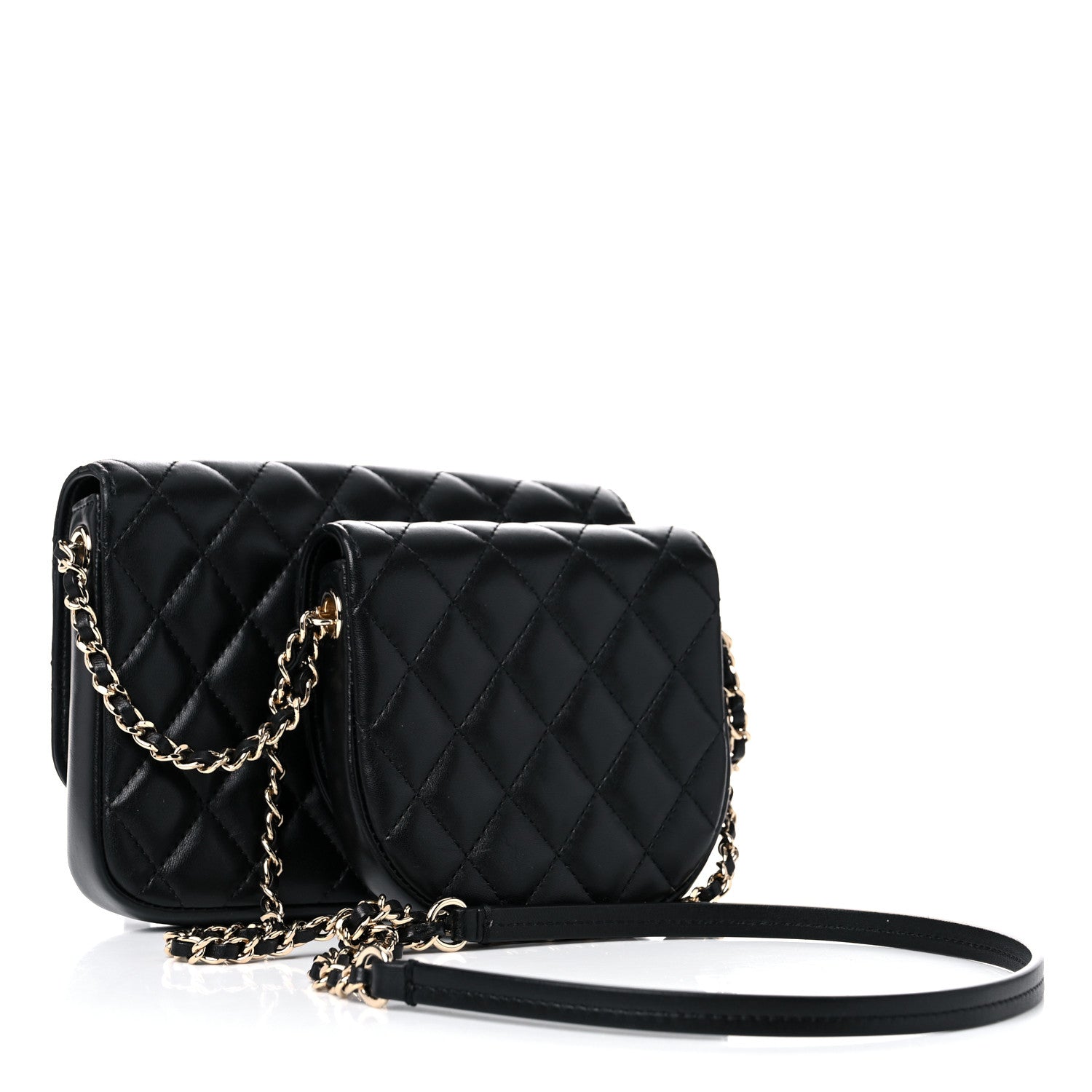 Chanel Lambskin Quilted Side Packs Black 5 of 14