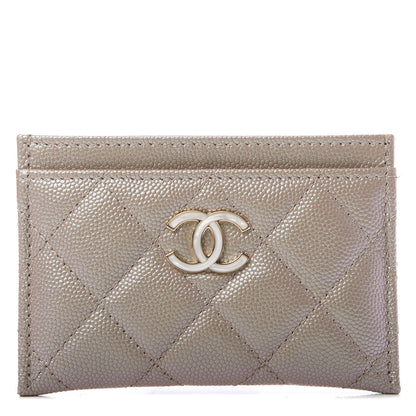 Chanel Iridescent Caviar Quilted Card Holder Beige 1 of 9