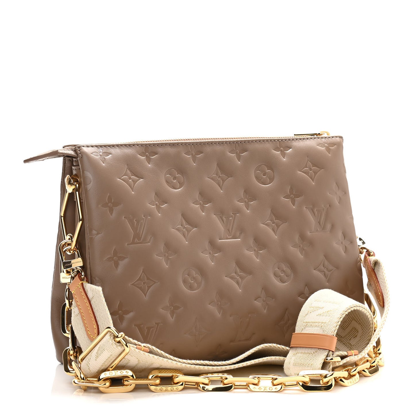 Lambskin Embossed Monogram Coussin PM Taupe