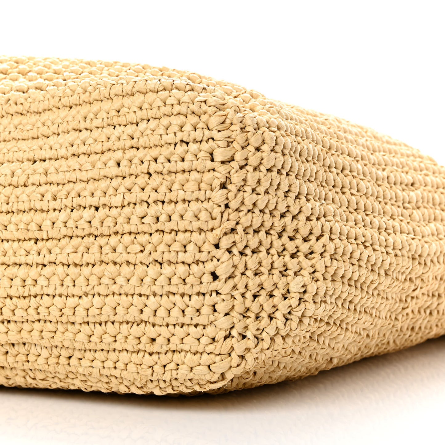Yarn Raffia Effect Crochet Embroidered Logo Tote Naturale