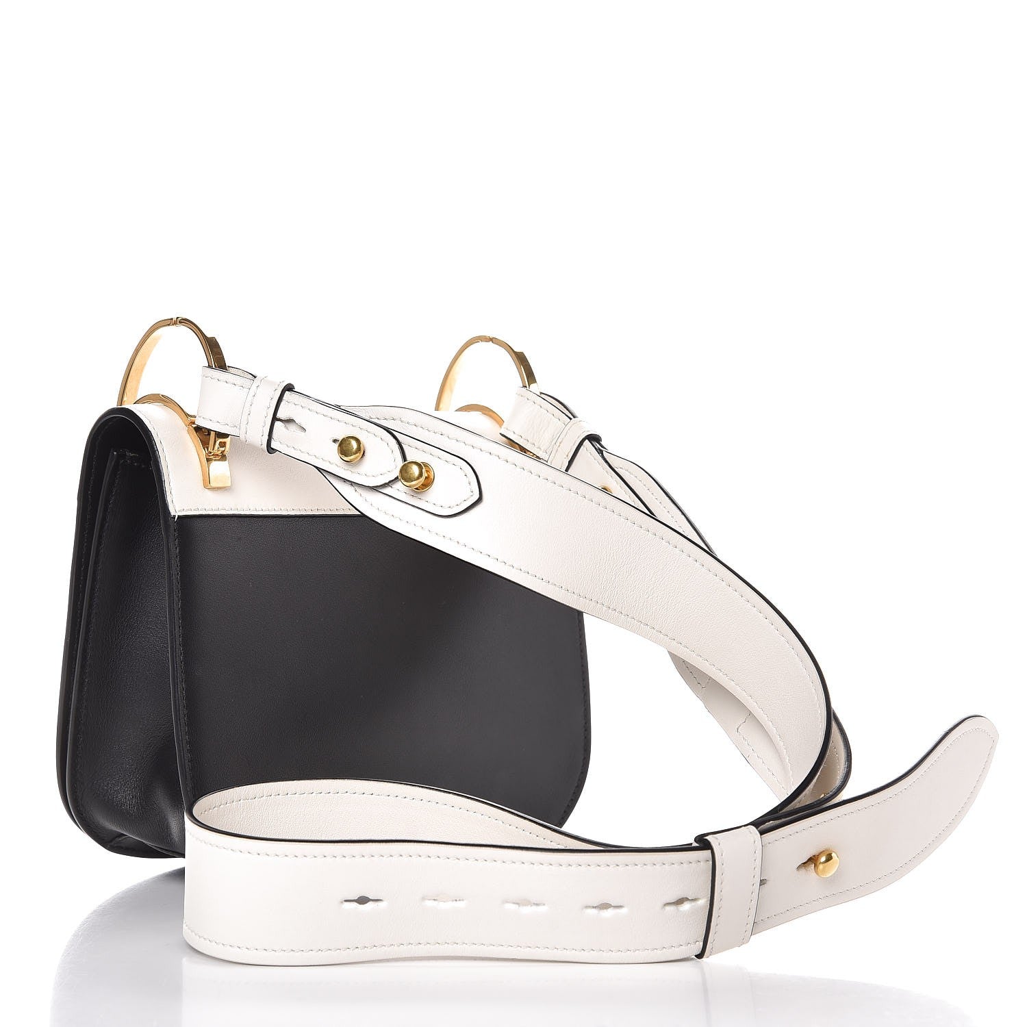 Prada City Calf Pionniere Saddle Bag Black White 3 of 6