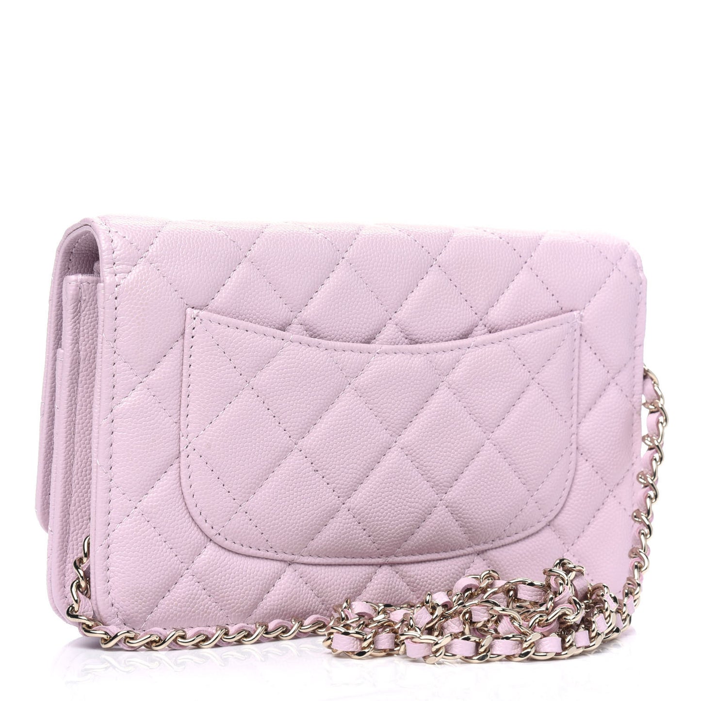 Caviar Quilted Wallet On Chain WOC Light Pink