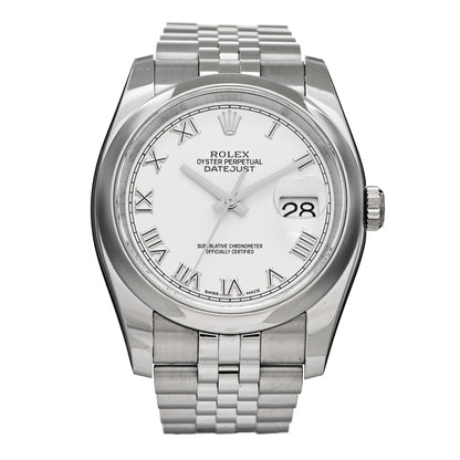 Rolex Stainless Steel 36mm Oyster Perpetual Datejust Watch White Roman 116200 1 of 5