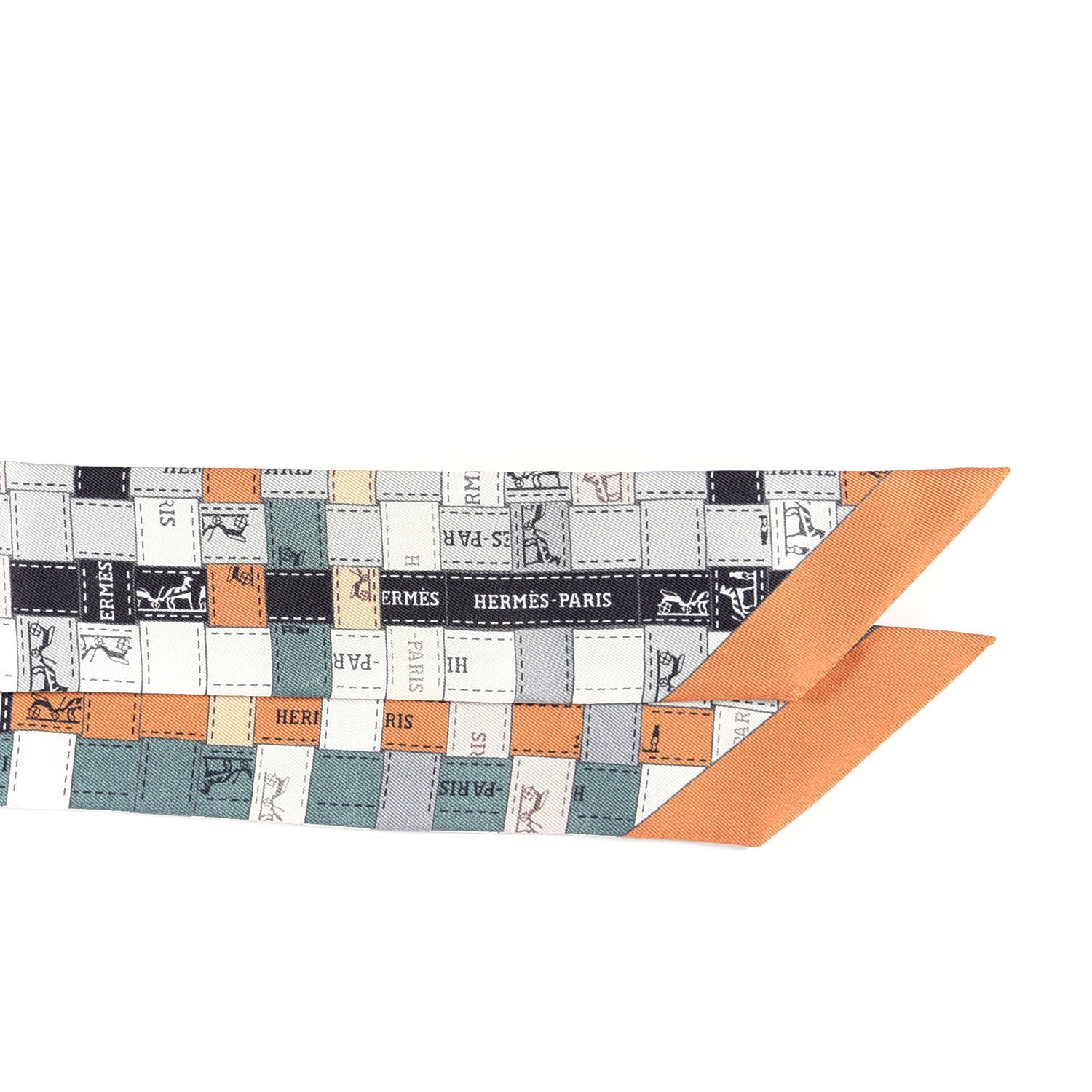 Hermes Silk Bolduc Au Carre Twilly Gris Caramel Blanc 2 of 4