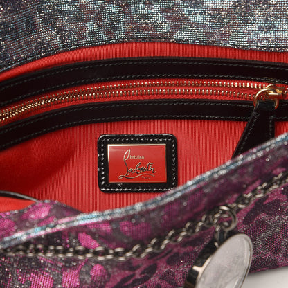 Christian Louboutin Lame Leopard Riviera Clutch Turquoise Violet 6 of 9
