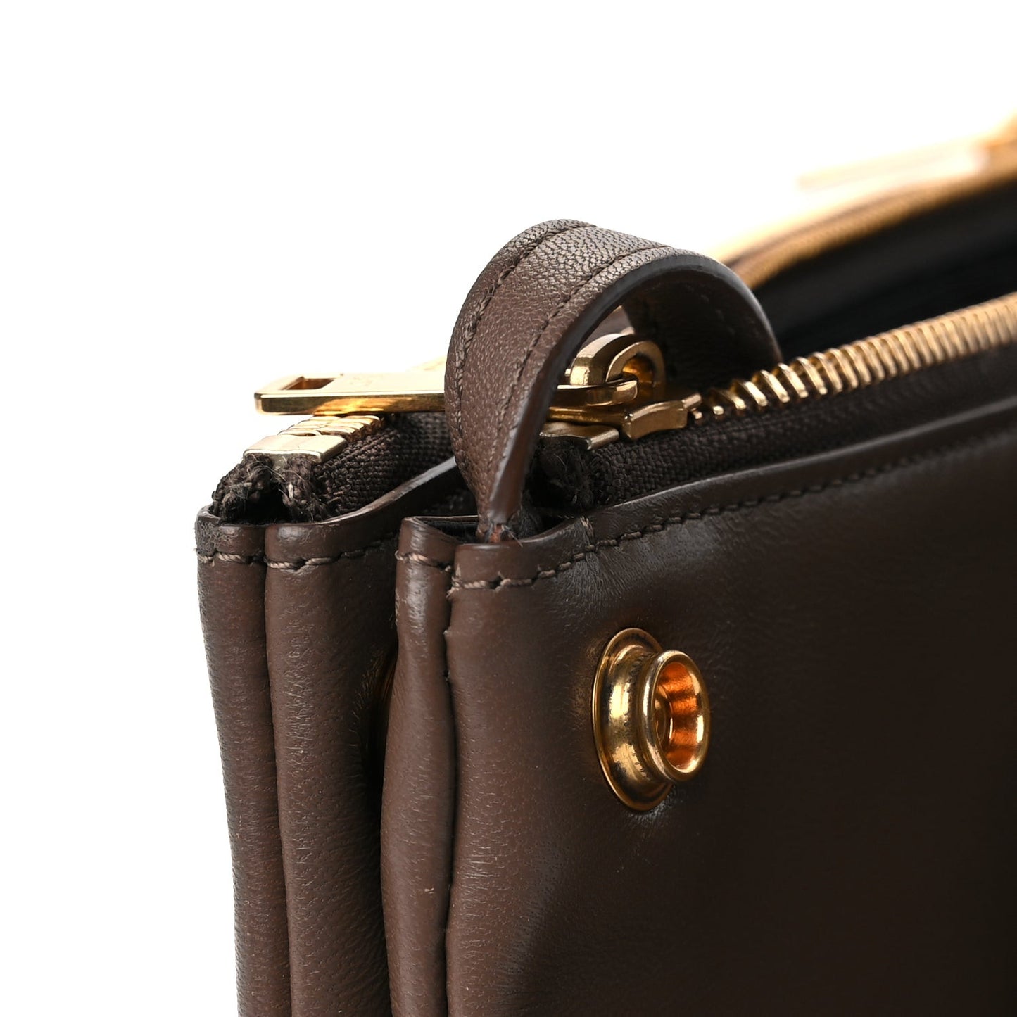 Lambskin Large Trio Crossbody Bag Brown