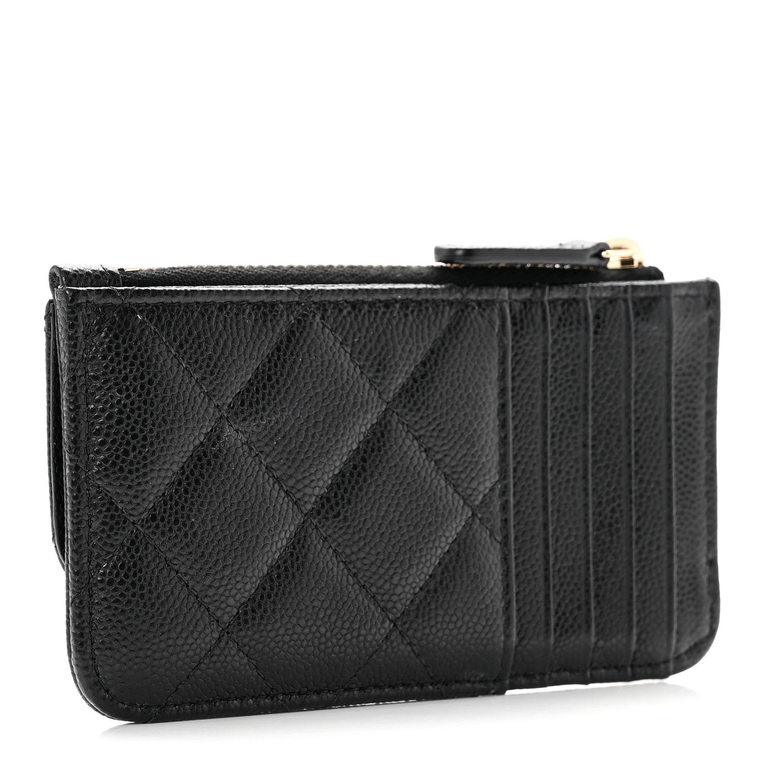 Chanel Caviar Quilted Flap Zip Card Holder Black 2 of 7