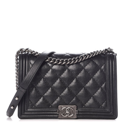 Chanel Calfskin Quilted Double Stitch New Medium Boy Flap Black 1 of 13