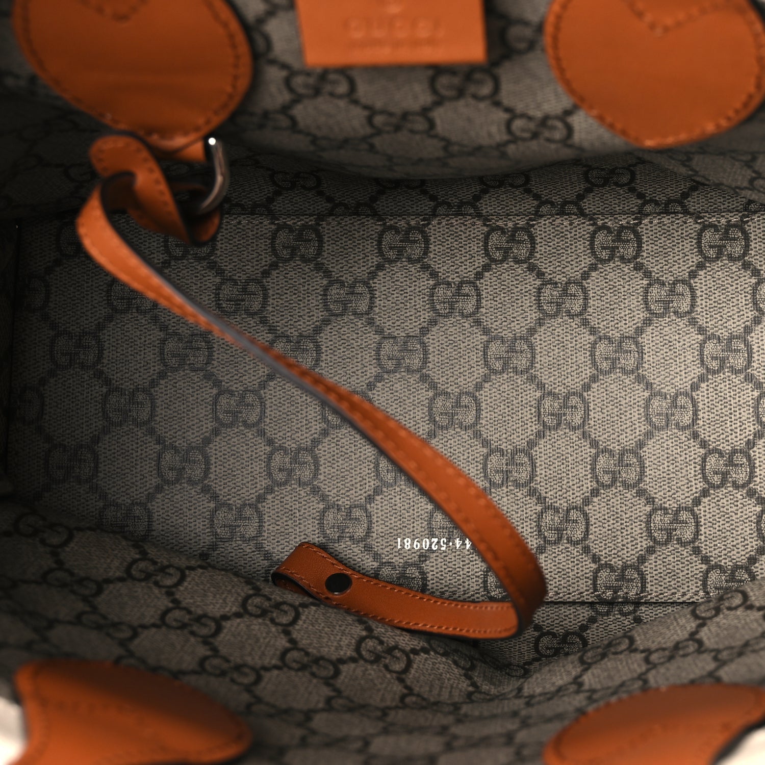 Gucci Canvas Calfskin Logo Print Medium Tote Bag Brown 5 of 11