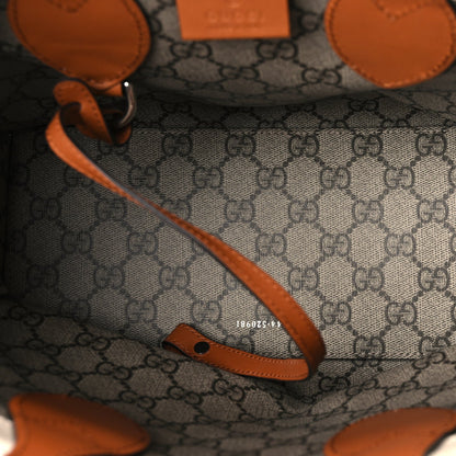 Gucci Canvas Calfskin Logo Print Medium Tote Bag Brown 5 of 11