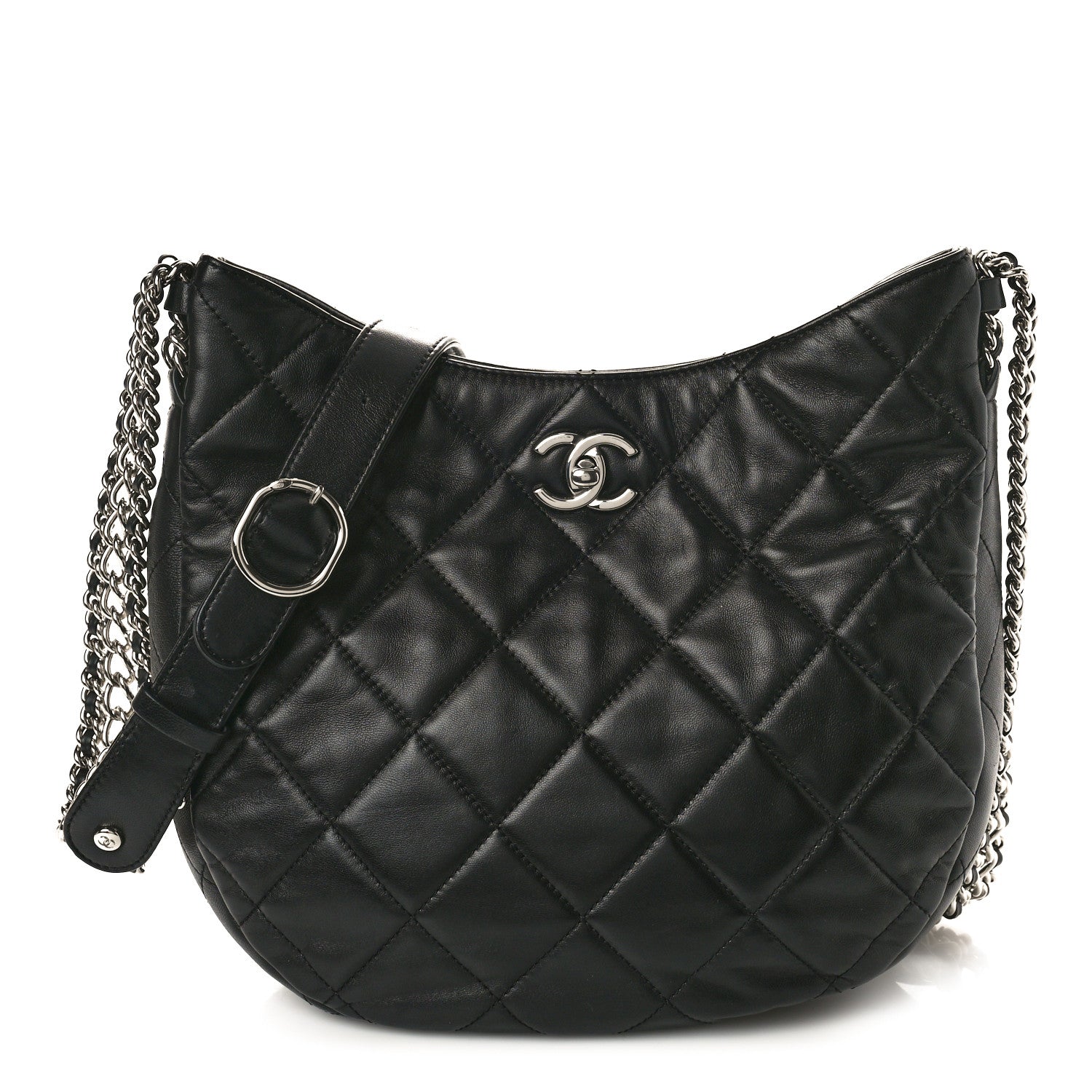 Chanel Lambskin Chain Rows Quilted Chain Hobo Black 1 of 10