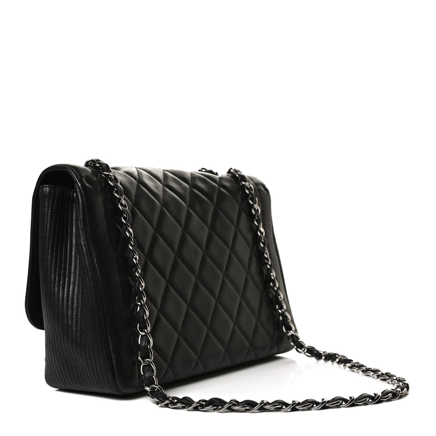 Lambskin Quilted Large Coco Rider Flap Black
