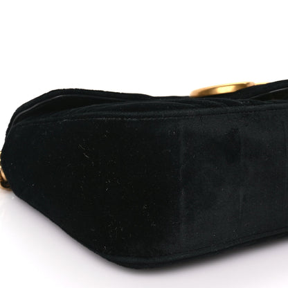 Gucci Velvet Matelasse Small GG Marmont Shoulder Bag Black 8 of 9